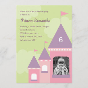 Invitación de cumpleaños a la foto del castillo de