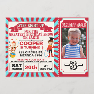 Invitación de cumpleaños a la foto del circo rojo