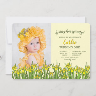 Invitación de cumpleaños a la foto del iris amaril