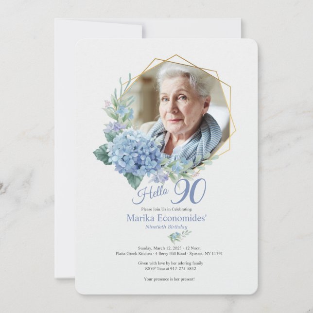 Invitación de cumpleaños a la foto del marco de Hy (Anverso)