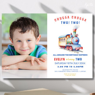 Invitación de cumpleaños a la foto del tren editab