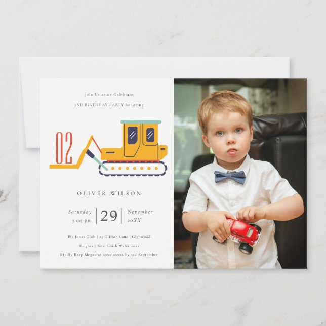 Invitación de cumpleaños a la foto del vehículo de (Anverso)