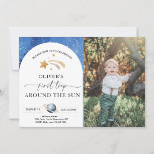 Invitación de cumpleaños a la foto espacial   Prim