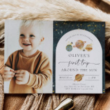 Invitación de cumpleaños a la foto espacial | Prim