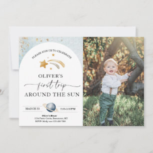 Invitación de cumpleaños a la foto espacial   Prim