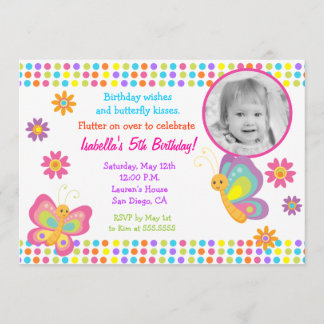 Invitación de cumpleaños a la foto mariposa