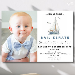 Invitación de cumpleaños a la foto Náutica editabl