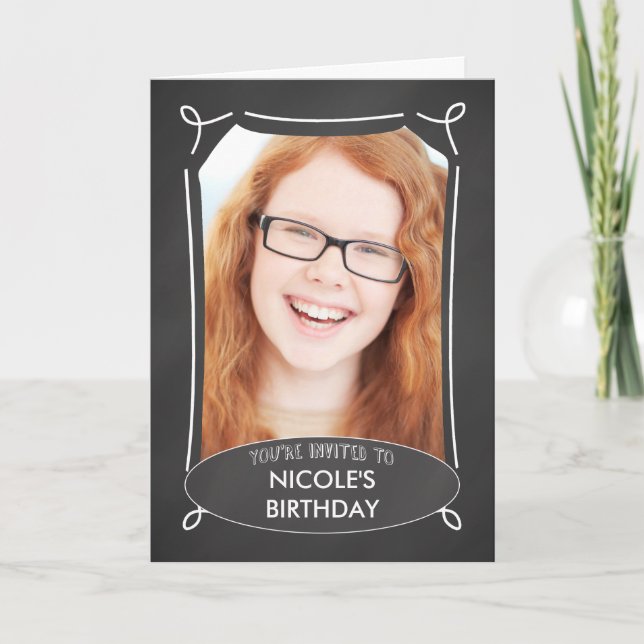 Invitación de cumpleaños a la foto personalizada d (Anverso)