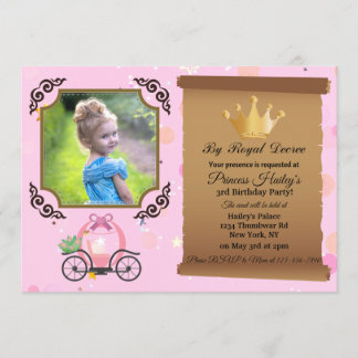 Invitación de cumpleaños a la foto rosa de la Coro