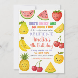 Invitación de cumpleaños a la fruta de verano dulc