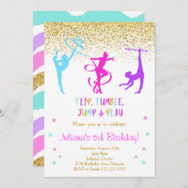 Invitación de cumpleaños a la gimnasia purpurina
