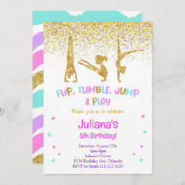 Invitación de cumpleaños a la gimnasia purpurina