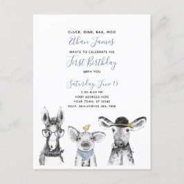 Invitación de cumpleaños a la granja Black White B