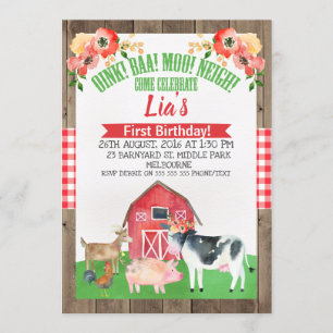 Invitación de cumpleaños a la granja de barnyard