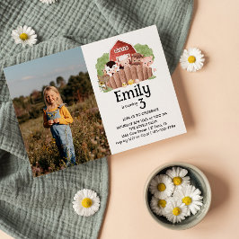 Invitación de cumpleaños a la granja de fotos cute