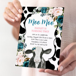 Invitación de cumpleaños a la granja de vacas flor