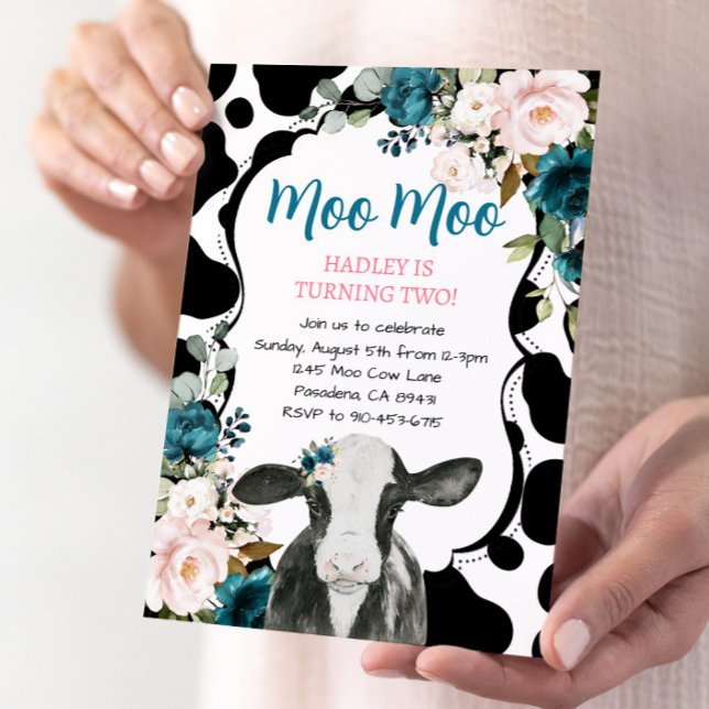 Invitación de cumpleaños a la granja de vacas flor (Subido por el creador)