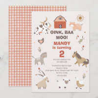 Invitación de cumpleaños a la granja Oink Baa Moo