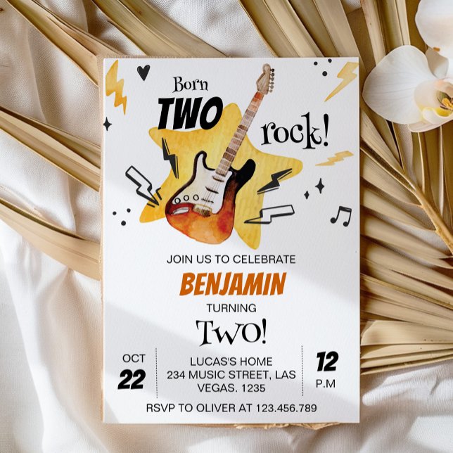 Invitación de cumpleaños a la guitarra rock y Roll (Subido por el creador)
