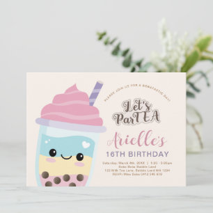 Invitación de cumpleaños a la hora del té de burbu