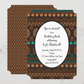 Invitación de cumpleaños a la imprenta étnica afri