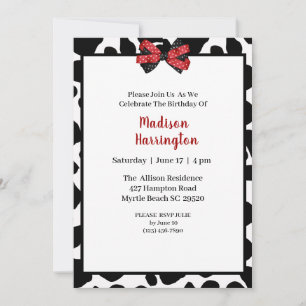 Invitación de cumpleaños a la impresión de vacas