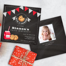 Invitación de cumpleaños a la leche y a las gallet