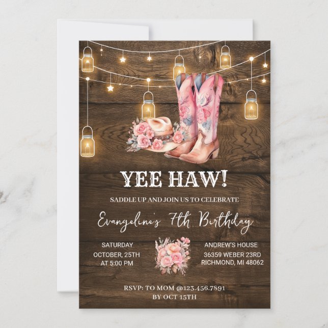 Invitación de cumpleaños a la lechera occidental r (Anverso)