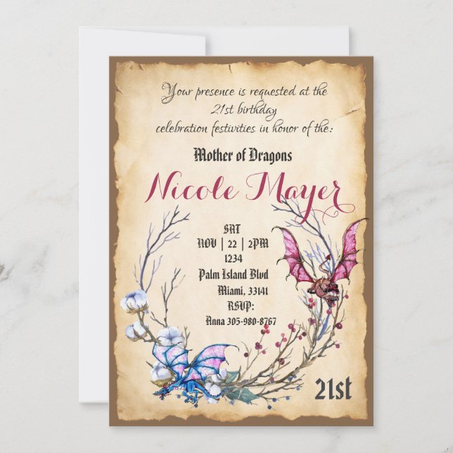 Invitación de cumpleaños a la madre medieval de lo