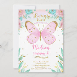 Invitación de cumpleaños a la mariposa acuarela