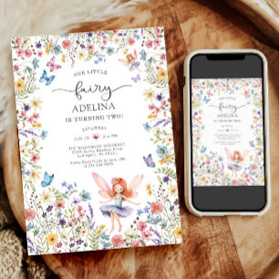 Invitación de cumpleaños a la mariposa de flores s