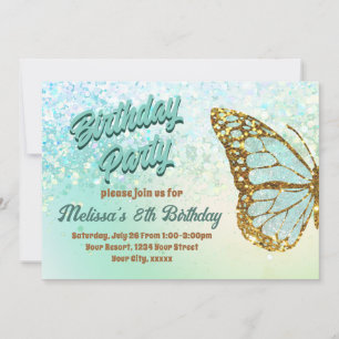 Invitación de cumpleaños a la mariposa del purpuri