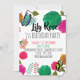 Invitación de cumpleaños a la mariposa floral de c