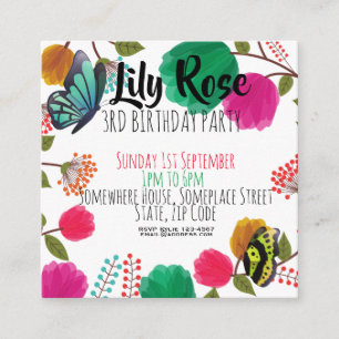 Invitación de cumpleaños a la mariposa floral de c