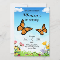 Invitación de cumpleaños a la mariposa monarca