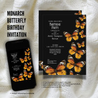 Invitación de cumpleaños a la mariposa monarca