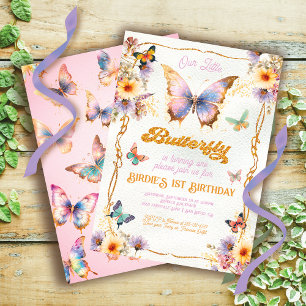 Invitación de cumpleaños a la mariposa Purpurina d