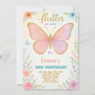 Invitación de cumpleaños a la mariposa sincera
