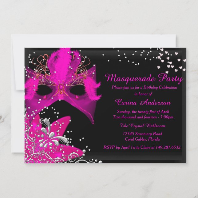 Invitación de cumpleaños a la mascarada de esparkl (Anverso)