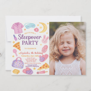 Invitación de cumpleaños a la moda de Sleepover co