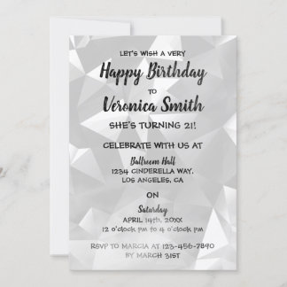 Invitación de cumpleaños a la niebla blanca y negr