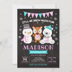 Invitación de cumpleaños a la nieve muy divertida 