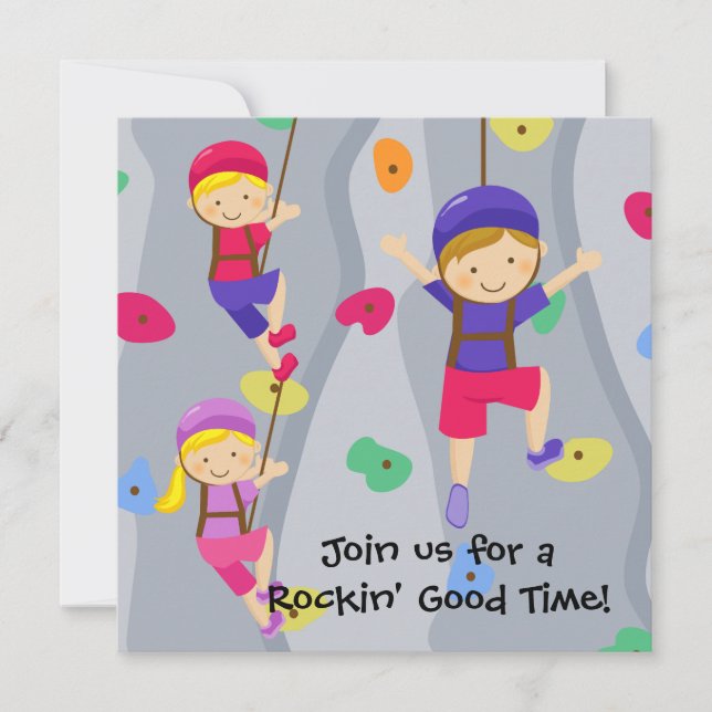 Invitación de cumpleaños a la pared de rock para P (Anverso)