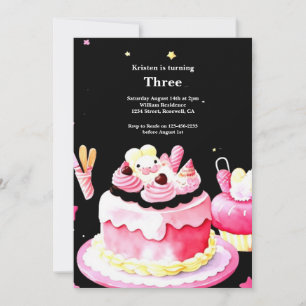 Invitación de cumpleaños a la pastelería de color