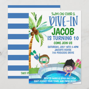 Invitación de cumpleaños a la piscina