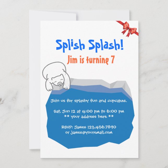 Invitación de cumpleaños a la piscina de hielo y o (Anverso)