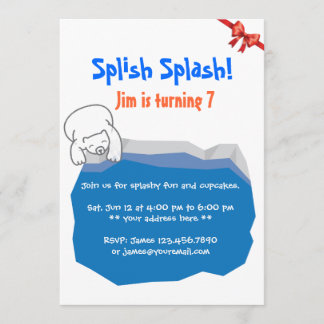 Invitación de cumpleaños a la piscina de hielo y o