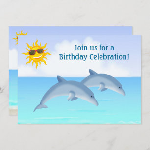Invitación de cumpleaños a la playa de delfines pe