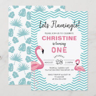 Invitación de cumpleaños a la playa de Flamingo ro