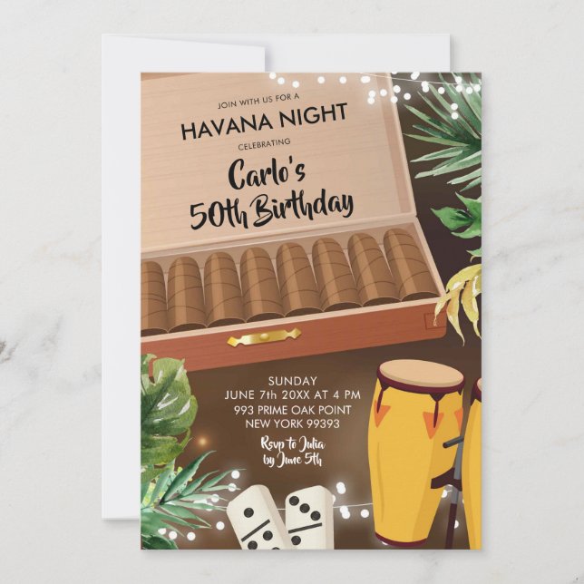 Invitación de cumpleaños a la playa nocturna de La (Anverso)